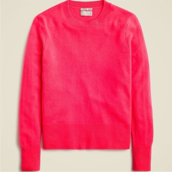 NEW J. CREW Classic fit Cashmere Crewneck Sweater Bright Strawberry size Small - Picture 3 of 8